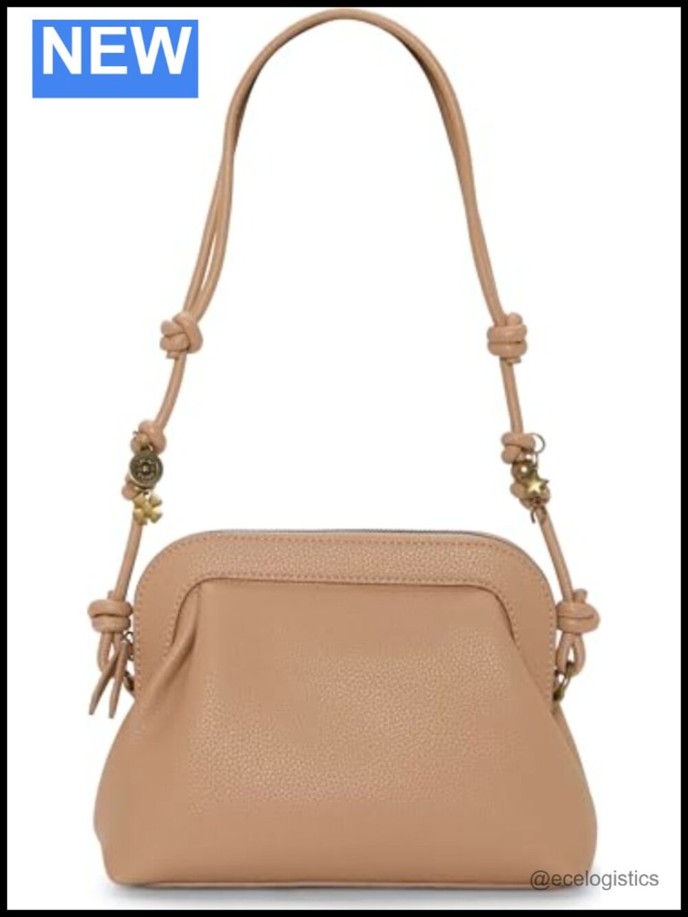 Faux Leather Shoulder Bag with Zipper Closure - Small Crossbody Purse